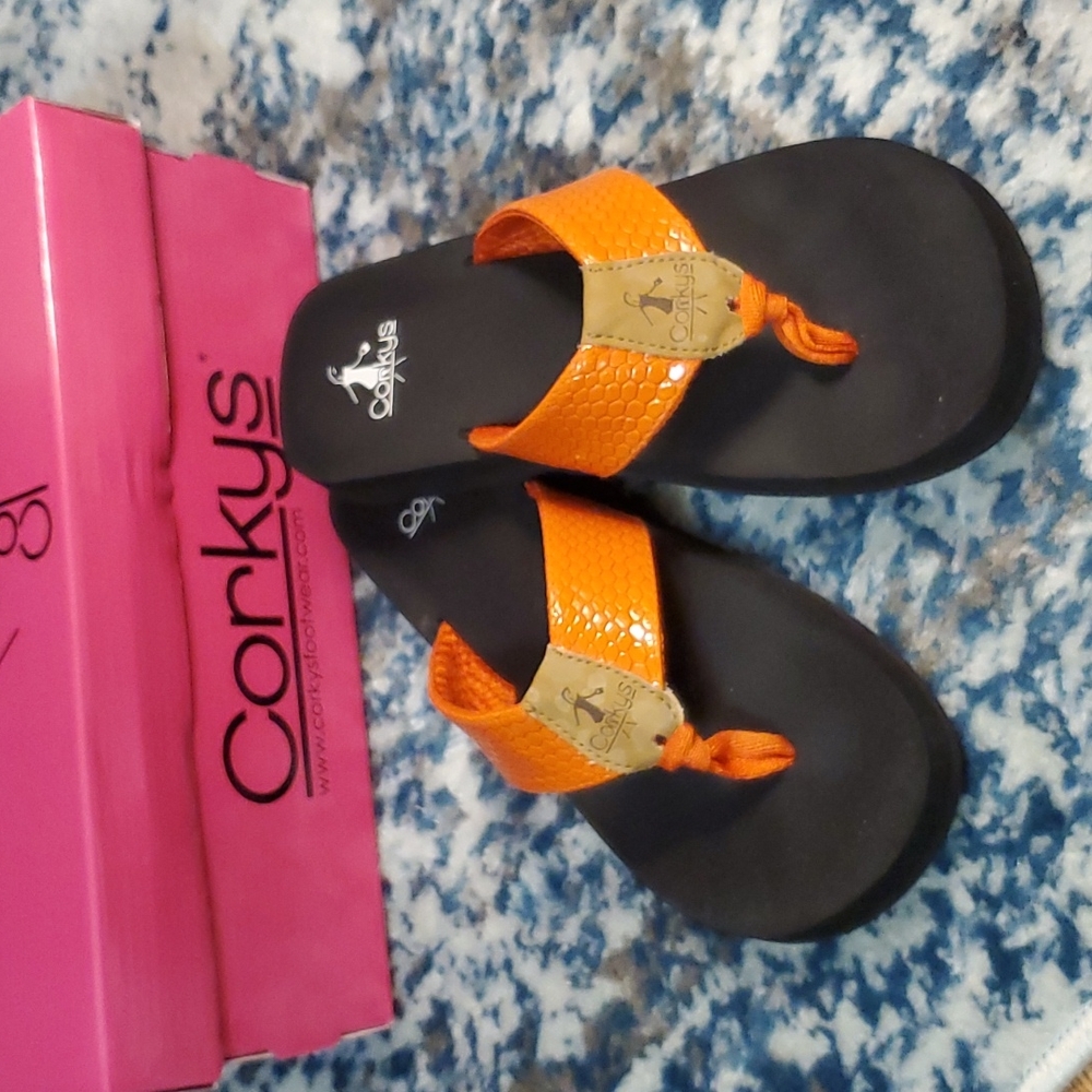 Orange Cory's flip-flops